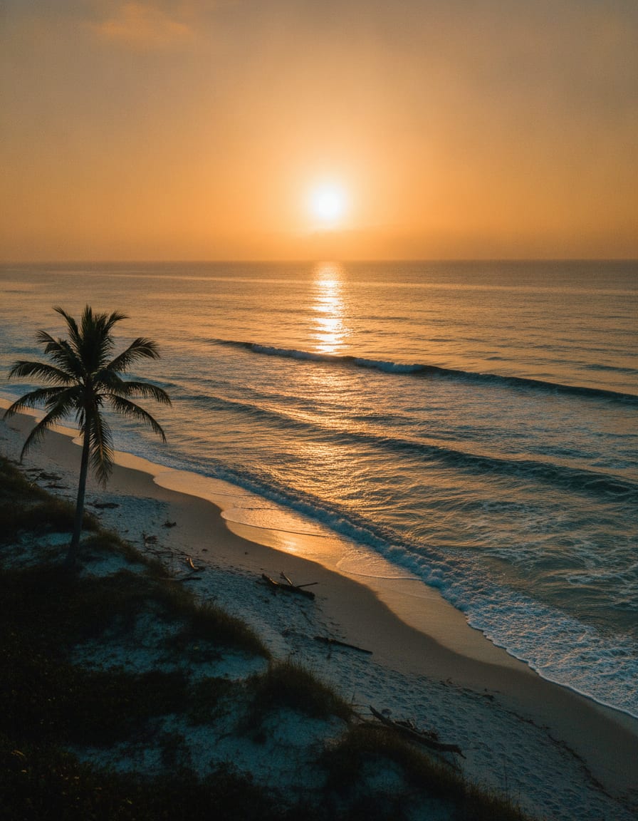 Treasure Coast coastline at golden sunrise